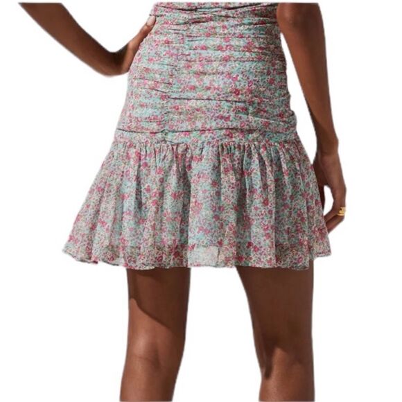 NWOT ASTR THE LABEL OFF SHOULDER RUCHED FLORAL MINI DRESS WOMENS SIZE XL - Picture 5 of 5